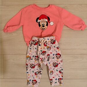 Old navy x Disney Christmas Minnie Mouse sweatshirt and sweatpants set - 12-18mo